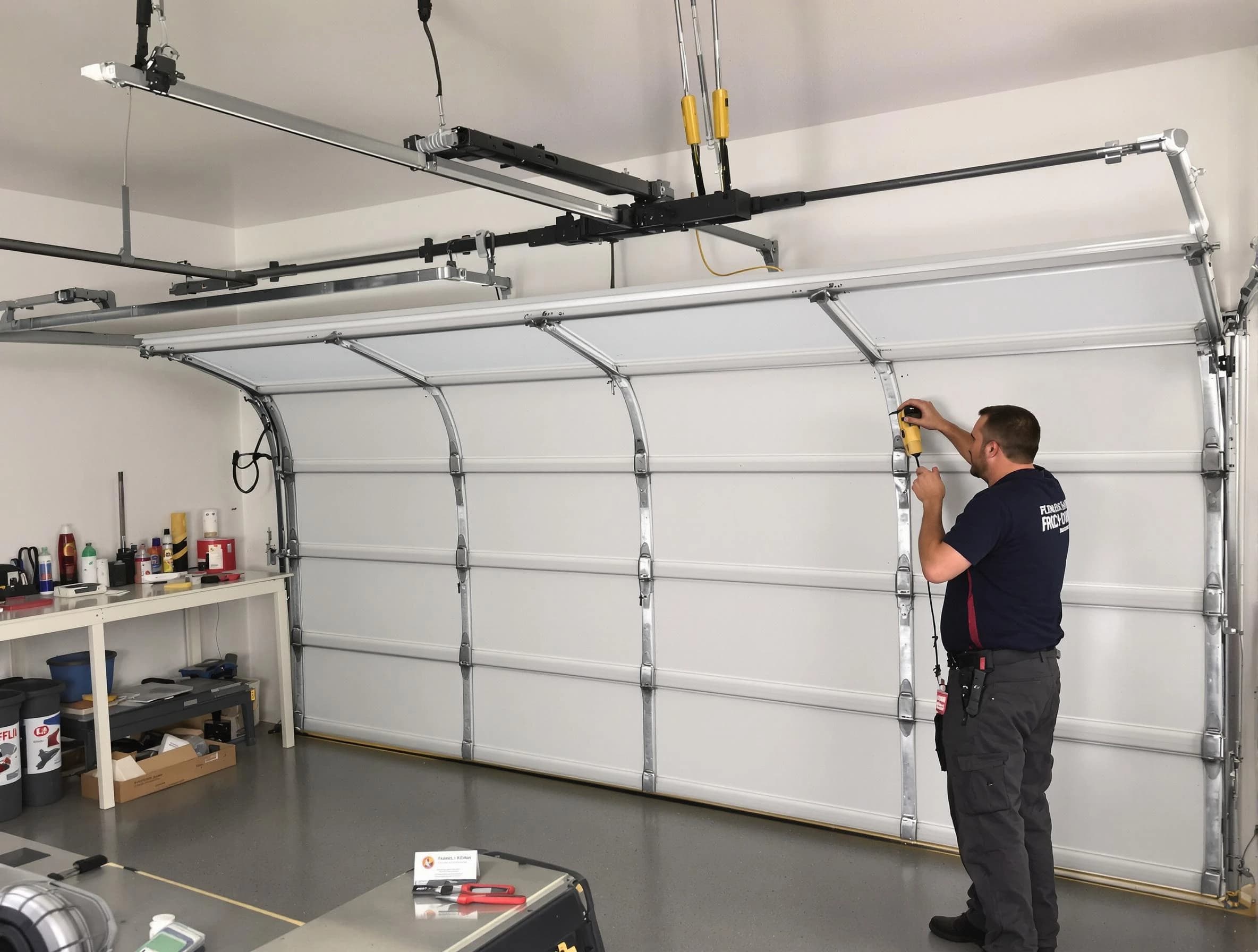 West Point Garage Door Repair certified technician performing overhead door system repair in West Point